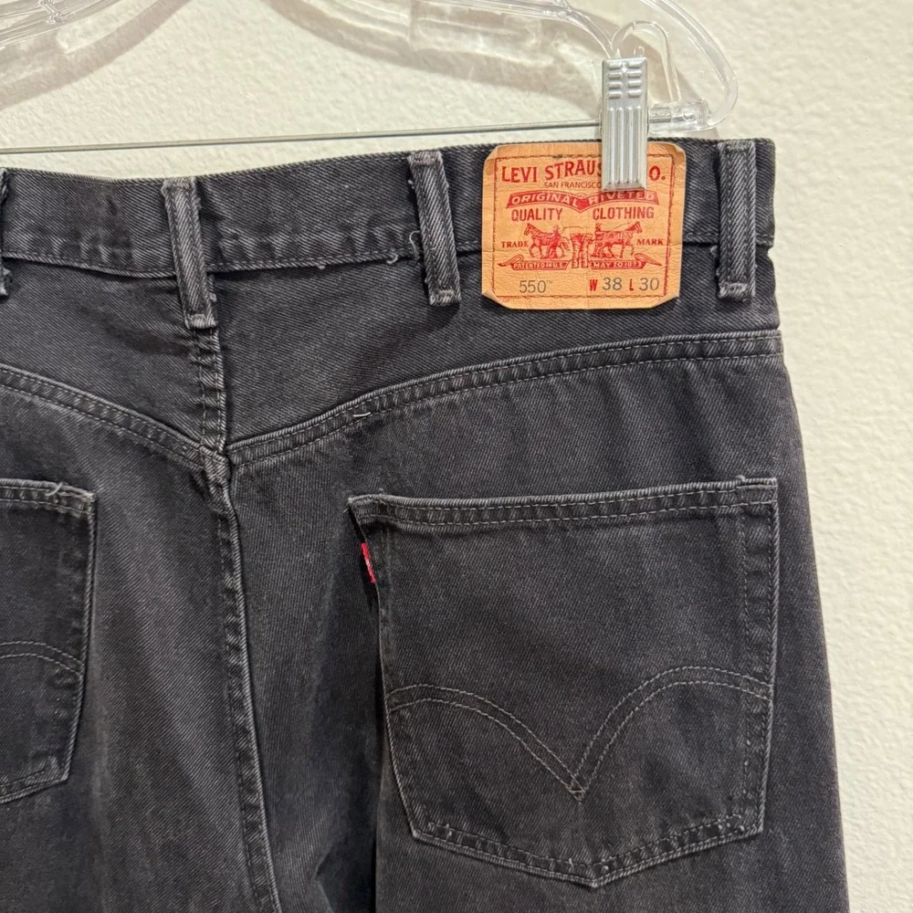 Levis 550 Relaxed Fit Tapered Leg Jeans Mens 38x30 Faded Black Cotton Denim
